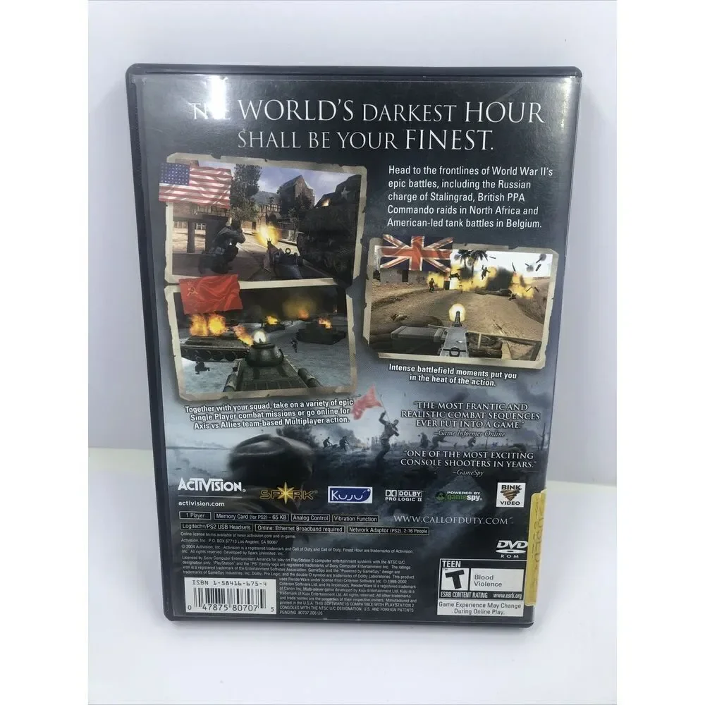 *Call of Duty: Finest Hour - Sony PlayStation 2, And Call Of Duty World At War